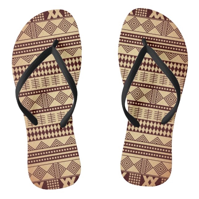 Brown ethnic texture thongs (Footbed)