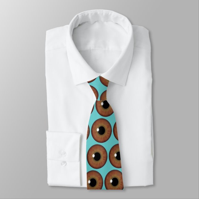 Brown Eye Iris Cool Eyeball Custom Neck Tie (Tied)