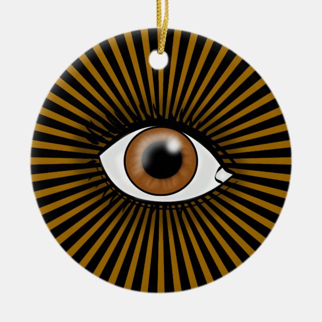 Brown Eye of Horus Ceramic Tree Decoration (Front)