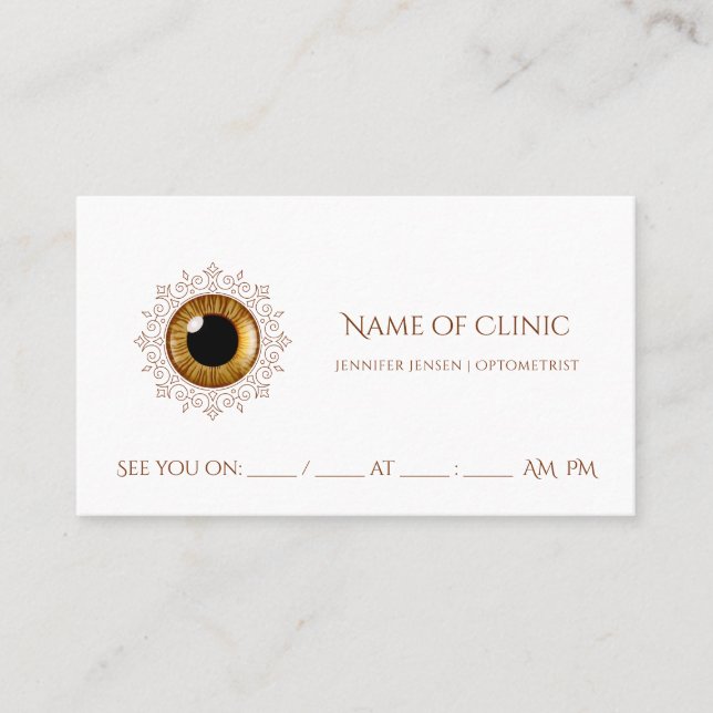 Brown Eye Optometrist Appointment Card (Front)