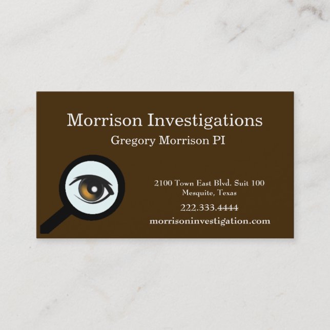 Brown Eye Private Investigation Business Card (Front)