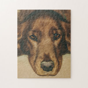 Brown Eyed Golden Irish Dog Jigsaw Puzzle