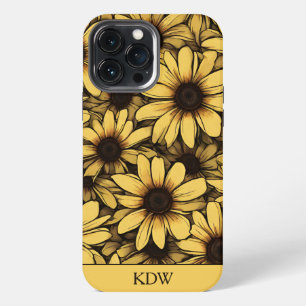 Brown Eyed Susan Monogram iPhone 13 Pro Max Case
