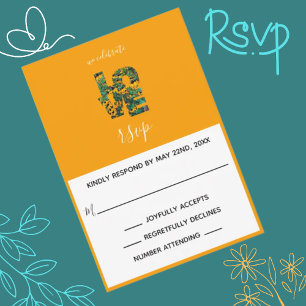Brown-eyed Susan's LOVE Orange Themed RSVP Card