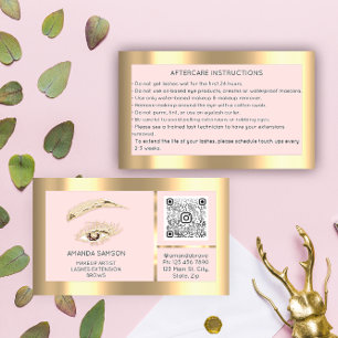 Brown Eyelash Microblade QrCode Aftercare Business Card