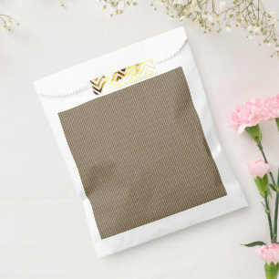 Brown fabric with a repeating vertical pattern of  favour bag