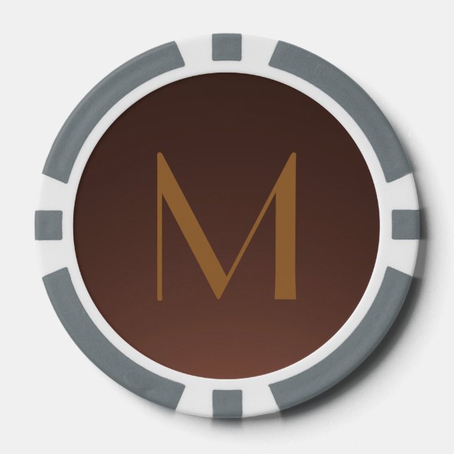 Brown fade theme custom monogram poker chips (Front)