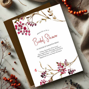 Brown Fall Bridal Shower Invitations Botanicals