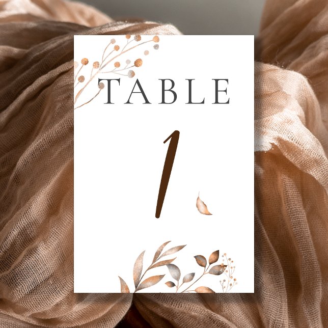Brown Fall In Love Autumn Foliage Wedding Table Number (Creator Uploaded)