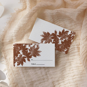 Brown Fall Leaf Stamp Wedding Place Card