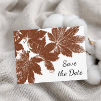 Brown Fall Leaf Stamp Wedding Save the Date