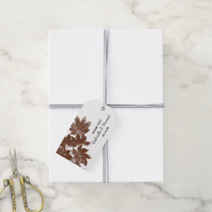 Brown Fall Leaf Stamp Wedding Thank You Favour Tag