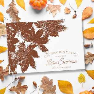 Brown Fall Leaves Celebration of Life Memorial Guest Book