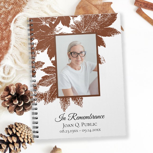 Brown Fall Leaves Funeral Memorial Guest Book (Creator Uploaded)