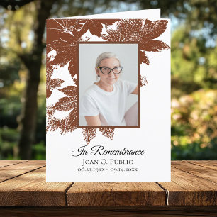 Brown Fall Leaves Funeral Memorial Sympathy Thank You Card