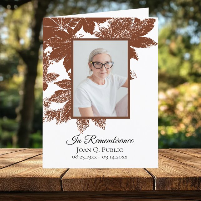 Brown Fall Leaves Funeral Memorial Sympathy Thank You Card (Creator Uploaded)