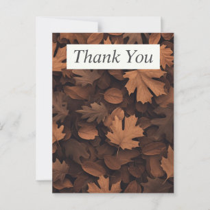 Brown Fall Leaves Thank You Card