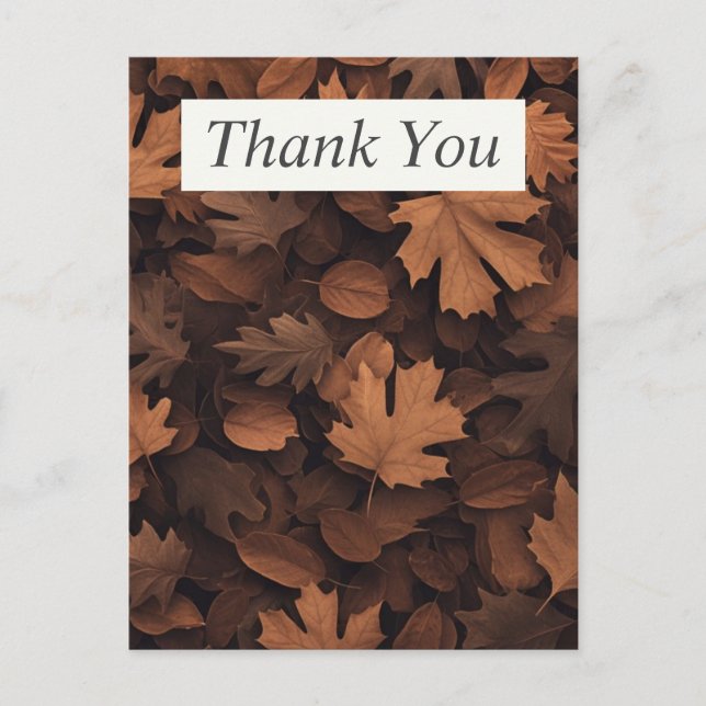 Brown Fall Leaves Thank You Card (Front)