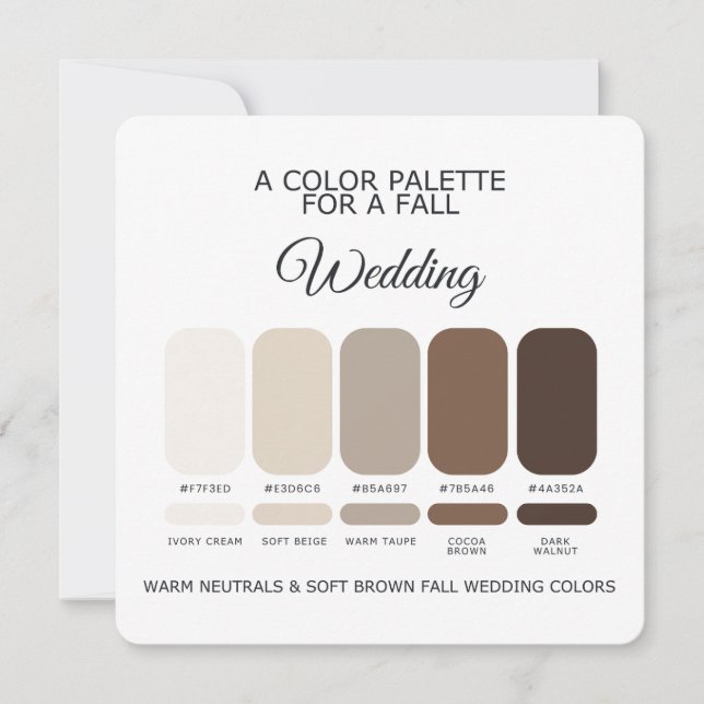 Brown Fall Wedding Colour Palette 2026 Card (Front)