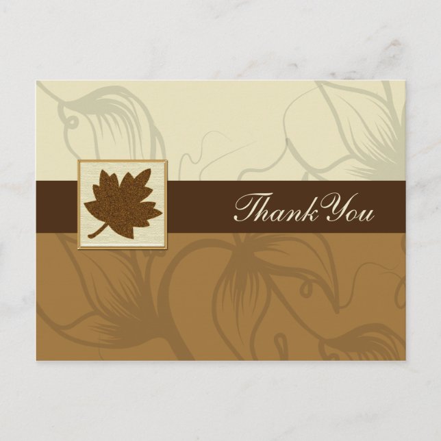 brown fall wedding Thank You Postcard (Front)