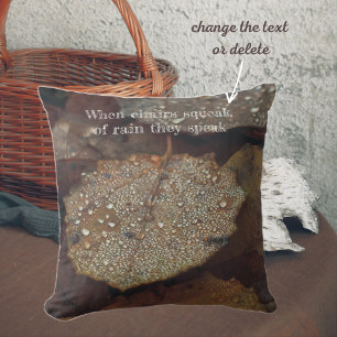 Brown fallen leaves after rain cushion