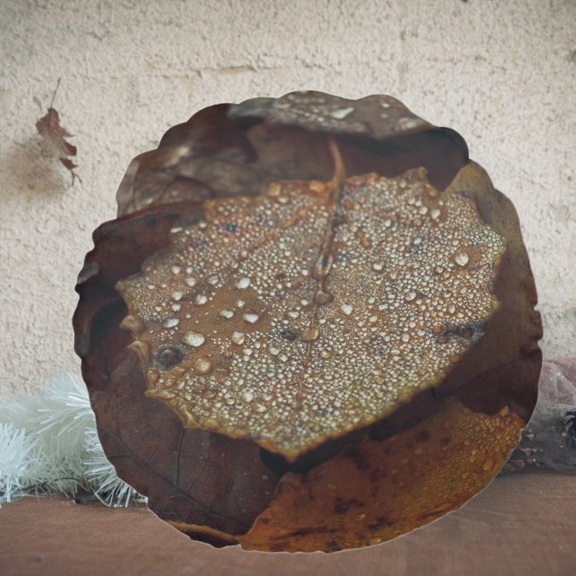 Brown fallen leaves after rain round cushion (Creator Uploaded)