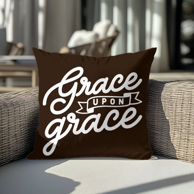 Brown Farmhouse Christian Grace Throw Pillow (Creator Uploaded)