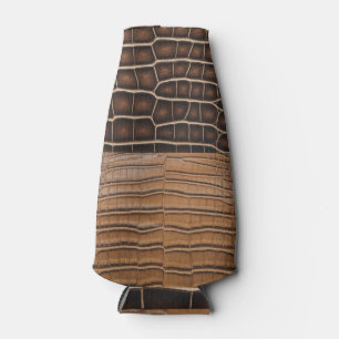 Brown Faux Alligator Leather Bottle Cooler
