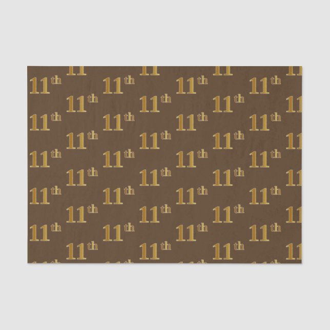 Brown, Faux Gold 11th (Eleventh) Event Tissue Paper (Front)