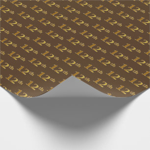 Brown, Faux Gold 12th (Twelfth) Event Wrapping Paper