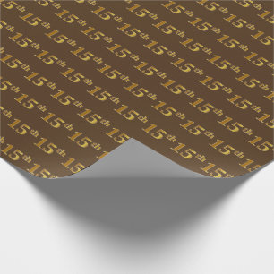 Brown, Faux Gold 15th (Fifteenth) Event Wrapping Paper