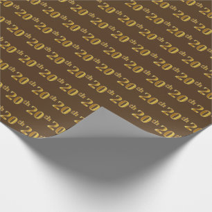 Brown, Faux Gold 20th (Twentieth) Event Wrapping Paper