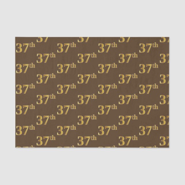Brown, Faux Gold 37th (Thirty-Seventh) Event Tissue Paper (Front)