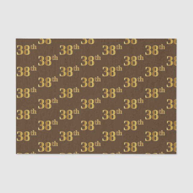 Brown, Faux Gold 38th (Thirty-Eighth) Event Tissue Paper (Front)