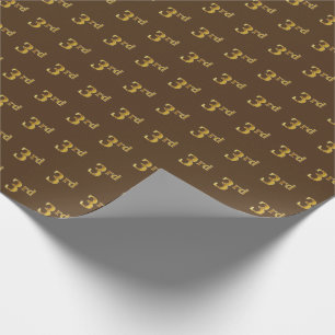 Brown, Faux Gold 3rd (Third) Event Wrapping Paper