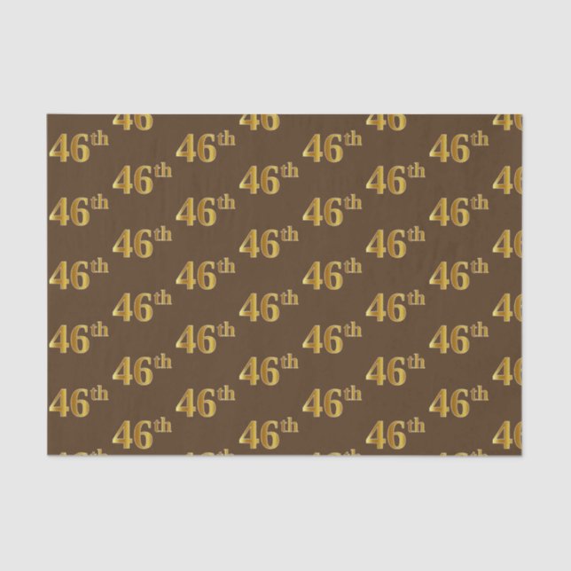 Brown, Faux Gold 46th (Forty-Sixth) Event Tissue Paper (Front)