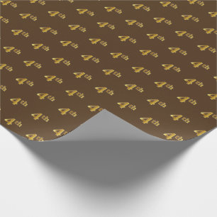 Brown, Faux Gold 4th (Fourth) Event Wrapping Paper