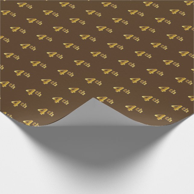 Brown, Faux Gold 4th (Fourth) Event Wrapping Paper (Corner)