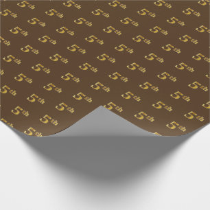 Brown, Faux Gold 5th (Fifth) Event Wrapping Paper