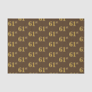 Brown, Faux Gold 61st (Sixty-First) Event Tissue Paper