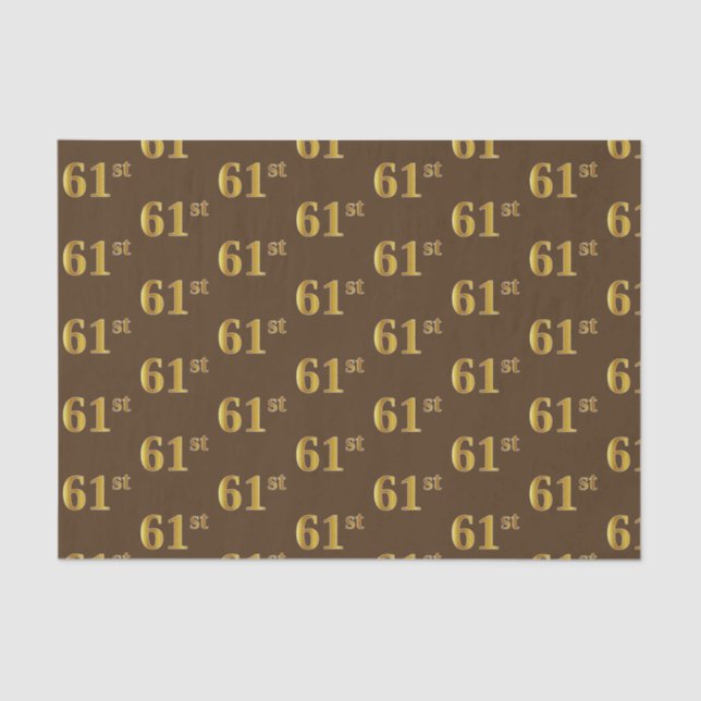 Brown, Faux Gold 61st (Sixty-First) Event Tissue Paper (Front)