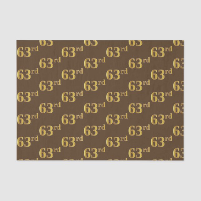 Brown, Faux Gold 63rd (Sixty-Third) Event Tissue Paper (Front)