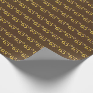 Brown, Faux Gold 65th (Sixty-Fifth) Event Wrapping Paper