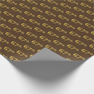 Brown, Faux Gold 67th (Sixty-Seventh) Event Wrapping Paper