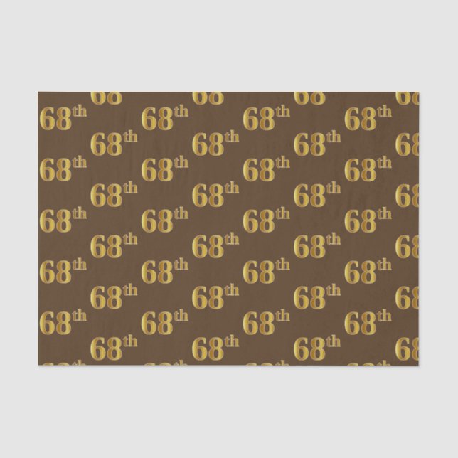 Brown, Faux Gold 68th (Sixty-Eighth) Event Tissue Paper (Front)