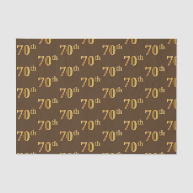 Brown, Faux Gold 70th (Seventieth) Event Tissue Paper (Front)
