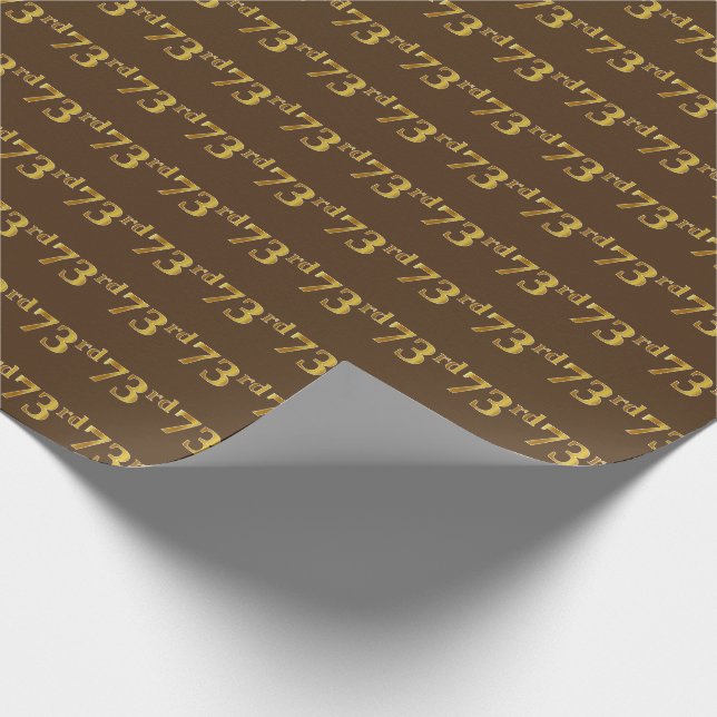 Brown, Faux Gold 73rd (Seventy-Third) Event Wrapping Paper (Corner)