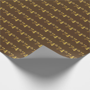 Brown, Faux Gold 74th (Seventy-Fourth) Event Wrapping Paper