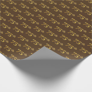Brown, Faux Gold 75th (Seventy-Fifth) Event Wrapping Paper
