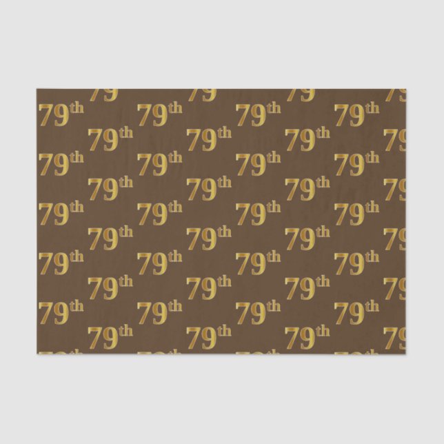 Brown, Faux Gold 79th (Seventy-Ninth) Event Tissue Paper (Front)